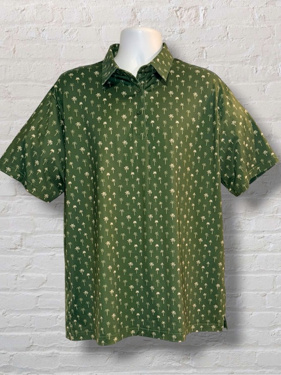 Birdie Threads Other - Birdie Threads Men’s Golf Polo Shirt L Green Palm Tree Print Performance